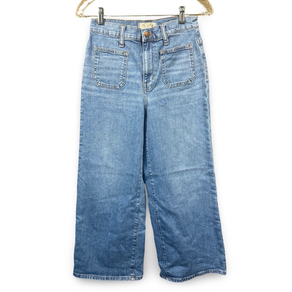 Madewell Wide Leg Crop Jeans Size 26 Womens Medium Wash Square Pocket High Waist